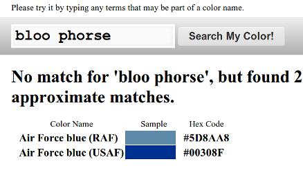 Color search using metaphone